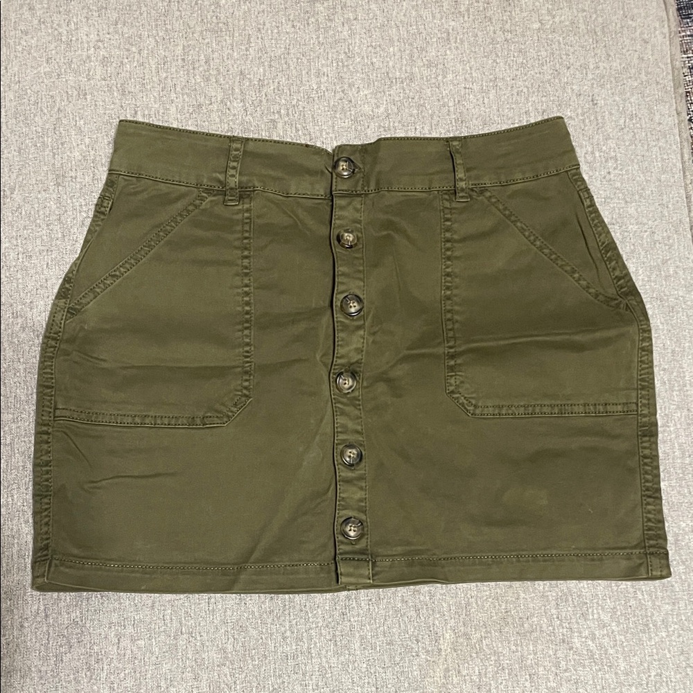 Garage Khaki Button-Up Mini Skirt